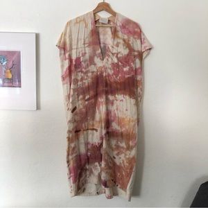 Rise & Ramble Kaftan in Cream Pink Brown Tie Dye One Size